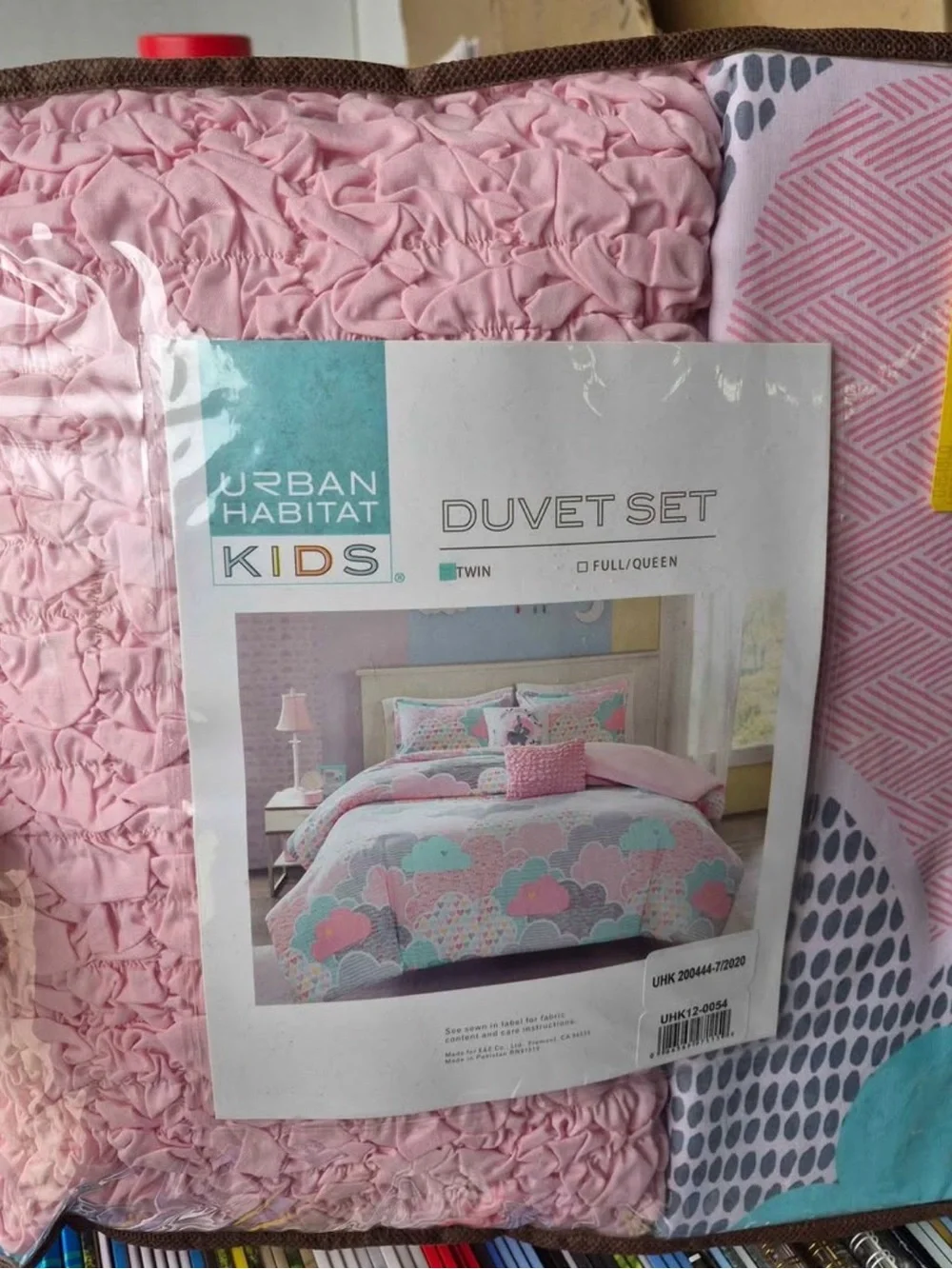 Pastel Cloud Print Duvet Cover Set - Pink & Aqua